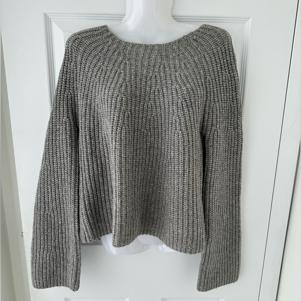 NWOT Joie Heather Gray Crew Neck Wool Chunky Knit Winter Sweater Small